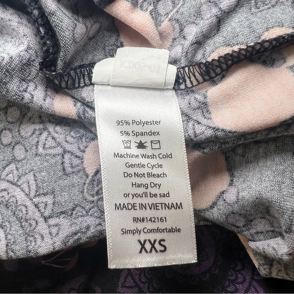 EUC XXS Disney LuLaRoe Irma Tunic Top Short Sleeve, Black, Purple, & Orange 121 - Picture 8 of 9